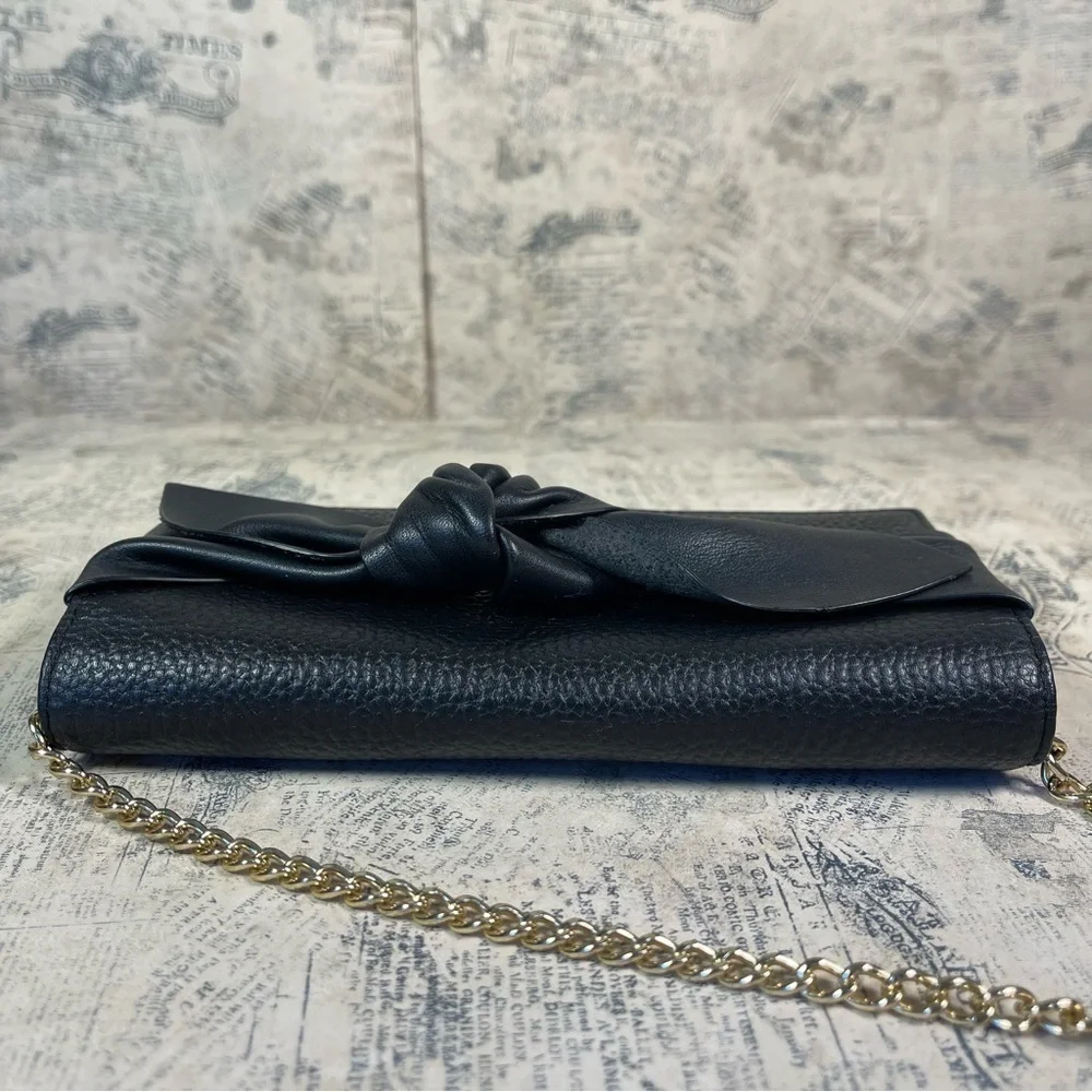 Ted Baker Cimmy Black Leather Knotted Crossbody Matinee Wallet on Chain